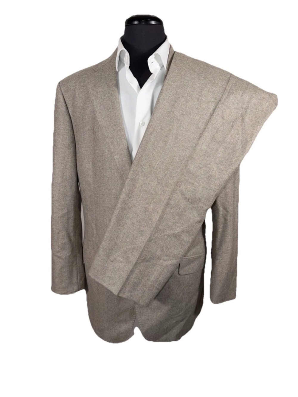 J HILBURN V.B.C. WOOL FLANNEL HERRINGBONE SUIT SZ 43 34X32